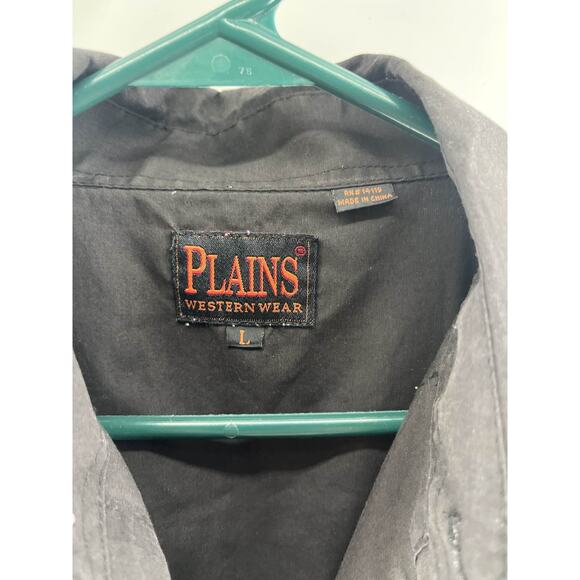 Plains Western Wear Men's Black Long Sleeve Pearl Snap Western Shirt L - Picture 4 of 5